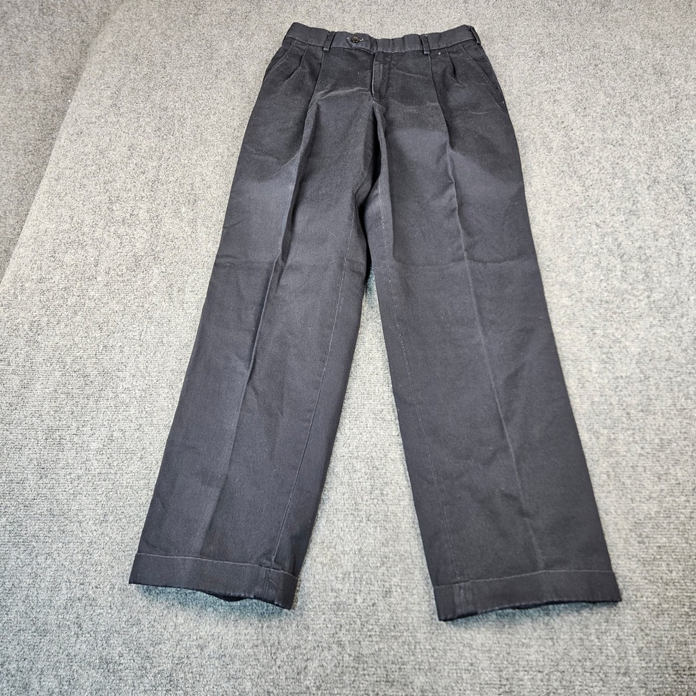 Berle Mens 30 Navy Blue Pleated Chino Pants Cotton Twill Straight Leg Trousers